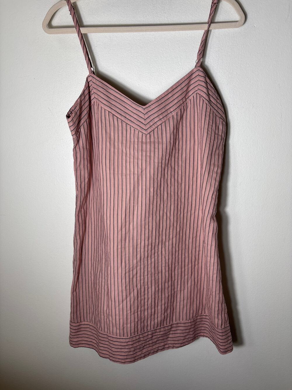 York Street Pink Striped V Neck Mini Dress Sz M